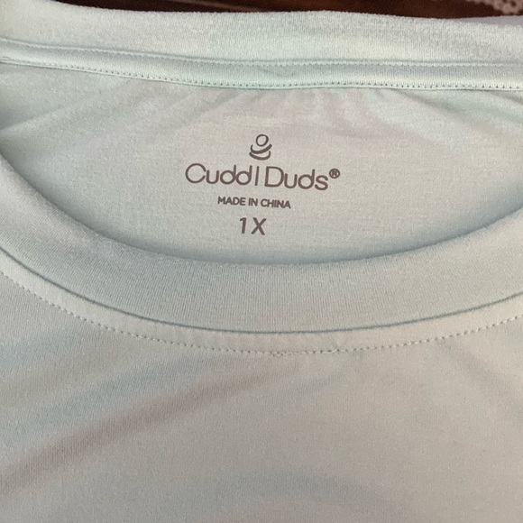 Cuddl Duds Mint Green 1X Size 3/4 quarter Sleeves with Eyelet Design Blouse - Picture 9 of 9